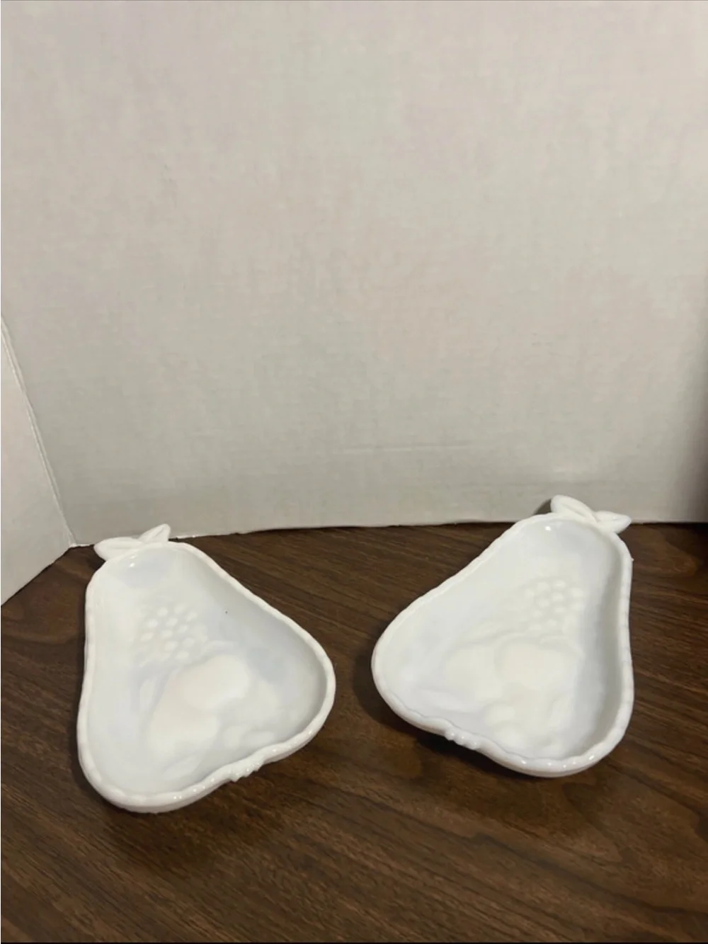 Milk Glass Pear shaped Dishes - Set of 2